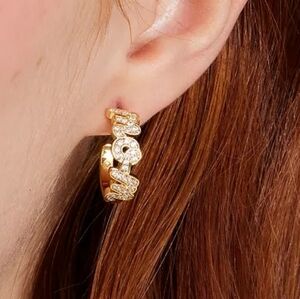 Kate Spade Love You Mom Hoop Earrings With Cubic Zirconia